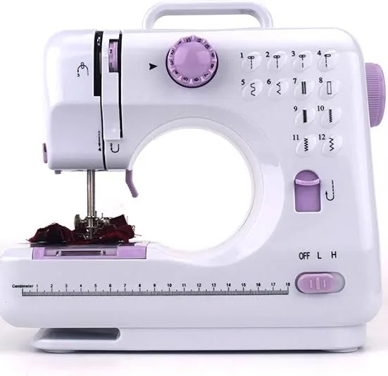 Mini Máquina de Costura Elétrica Portátil — 12 Tipos de Ponto, 2 Velocidades, Pilha ou Tomada