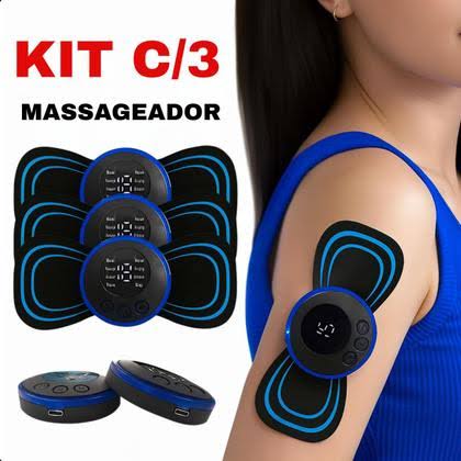KIT 3 EM 1 Massageador Elétrico EMS — Corpo + Pés + Mãos (3 Aparelhos) Recarregável