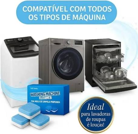 Conjunto 10 Pastilhas Antibacterianas — Limpeza Profunda para Máquina de Lavar e Lava-Louças