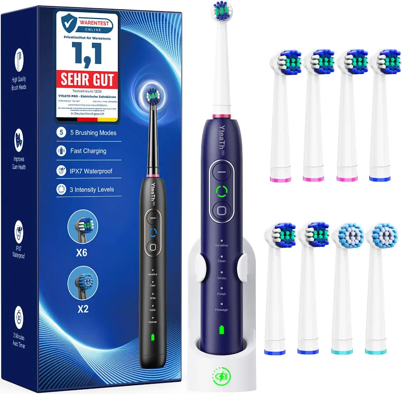 Escova dental elétrica recarregável 6 função e 4 refil